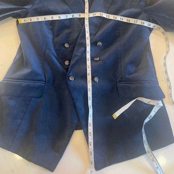 White House Black Market Double Breasted  Navy Velvet  Trophy Blazer Size 14 - Picture 5 of 7